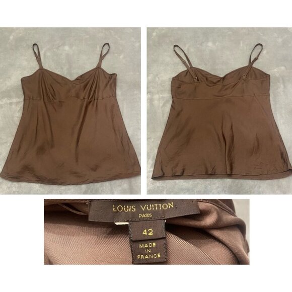 Louis Vuitton Paris Brown Spaghetti Strap Cami Top 21743 - Picture 1 of 10